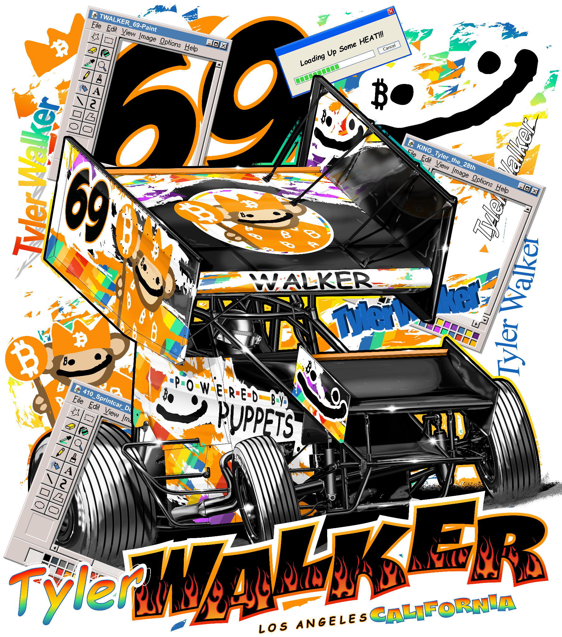 Tyler Walker in the Bitcoin Puppets Powered #69 Sprint Car